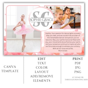 Dance Flyer Ad Template Half Page | Edit on Canva at Home Dance Recital Ad | Editable Dance Recital Ad |Girl Recital Gift | Yearbook Tribute