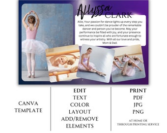 Girl Dance Recital AD Template | Dance Studio Flyer Ad | Half Page Dance Recital Ad Template | Recital Canva Template | Editable at Home