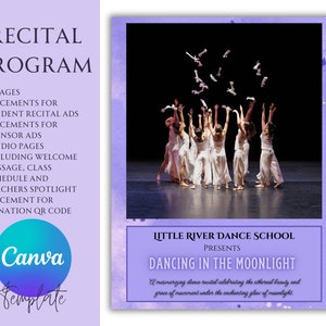 Modello di programma per saggio di danza, 16 pagine, Canva modificabile (download digitale)