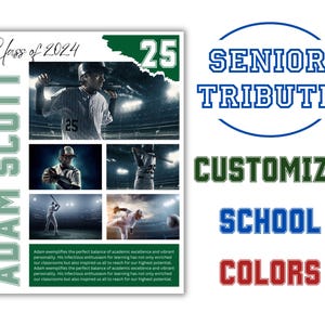 Sports Yearbook Ad Full and 1/4 Page Customize to School Colors| Senior Tribute | Football Baseball | Graduation Team | Football Yearbook Ad