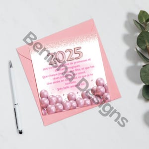 Carte de vœux -  L'année en rose - Bonne année 2025