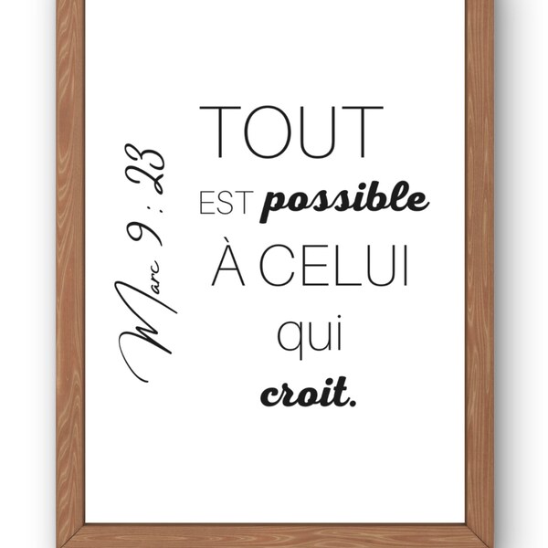 Poster à imprimer | Verset Biblique | Décoration murale | Cadeaux à offrir | Chrétien | Motivation