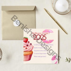 Cartes de vœux - Cupcake gourmand - Bonne année 2025