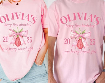 Berry First Birthday Family Matching T-shirt, Strawberry Theme 1st Birthday Outfit, First Birthday Party Shirt, Custom 1st Birthday Shirt