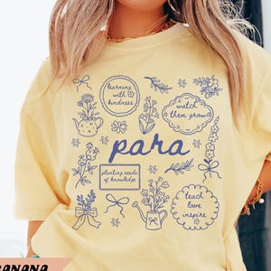 Comfort Colors shirt with floral design, custom para educator tee, teacher aide gift for back to school staff appreciation
