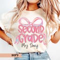 Second Grade Teacher Shirt Coquette Bow 2nd Grade Teacher Shirt Custom Second Grade Teacher Tshirt Elementary Teacher Shirts Custom Teacher