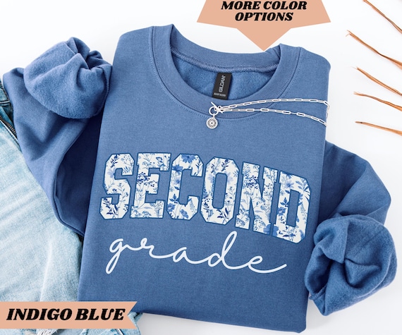 Second Grade Teacher Sweatshirt, Second Grade Teacher Shirt, Second Grade Sweater,  Toile de Jouy 2nd Grade Shirt Elementary School Teacher