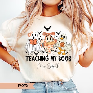 Retro Halloween Teacher Ghosts Shirt Back to School Halloween Teacher Gift Spooky Teacher Shirt Funny Teacher Shirt Ghost Teacher Halloween