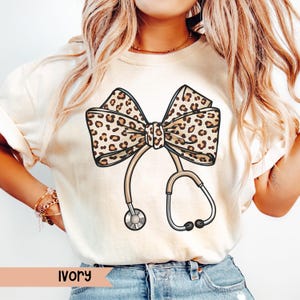 Coquette Nurse Stethoscope Bow Shirt Nurse Leopard Bow Gift for Nurse Appreciation Gift Registered Nurse Student Gift Nurse Christmas Gift