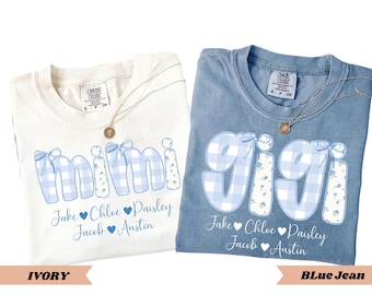 Camiseta personalizada Gigi Comfort Colors®, camiseta personalizada para abuela con nombres de nietos, camiseta Mimi, regalo para Gigi, Nana, regalo para el Día de la Madre, mamá