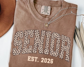 Senior 2026 Leopard Shirt, Comfort Colors® Class Of 2026 Tee, High School Senior Gift, Graduation Shirt, Back To School Senior Sweatshirt 26