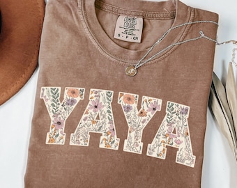 Comfort Colors® Yaya Shirt, Floral Yaya Shirt Gift for Mother's Day, Yaya Tee Grandma, Yaya Mimi Gigi Nana Gift, Grandma Gift, Grandmother