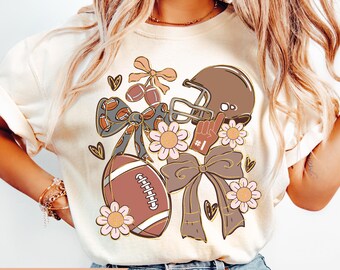 Football Shirt Football mama Gift Trendy Football Mom, Girly football Bow Shirt Sports Mom, &#39;Tis the season Shirt Game Day Shirt Touchdown