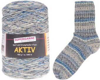 Aktiv CONE 400grams sock yarn, 1800+ yards 75% Superwash Wool 25 Nylon, Icecream 42-79 color