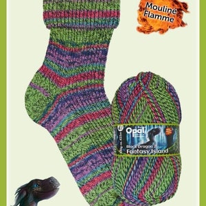 SKEIN Opal Sock Yarn, Color Fantasy Island: Mystical Forest , 4-ply 100 grams/ 465 yards