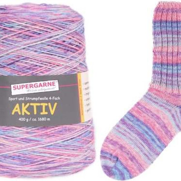 Aktiv CONE 400grams sock yarn, 1800 + yards 75% Superwash Wool 25 Nylon, color 201-4145,