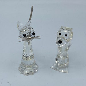 Swarovski Crystal Cat or Dog Vintage Figurines Cut Glass Crystal