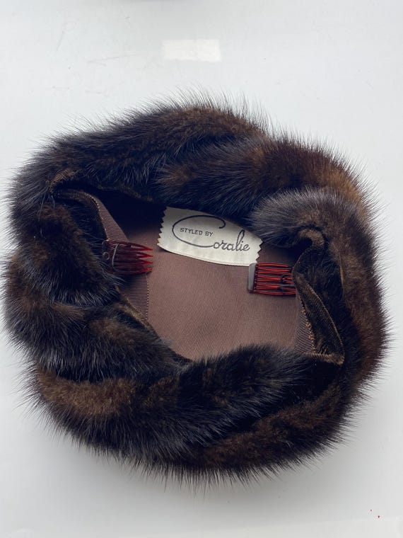 Vintage Mink Fur Pillbox Hat Made by Coralie 1950s - Etsy display picture 2