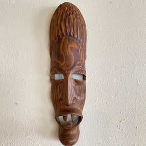 Vintage Authentic African Art Carved Face Mask Wooden Mask