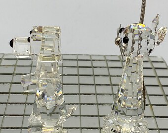 Swarovski Crystal Cat or Dog Vintage Figurines Cut Glass Crystal