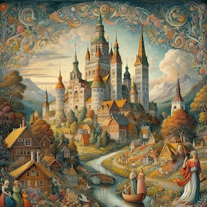 PDF Old Castle People Britisch England Irisch Kreuzstichmuster, Landschaftsdesign, Instant Download