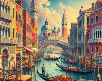 PDF Europe Venice Canal Italy Counted Cross Stitch Pattern, City Landscape Instant Download Digital format