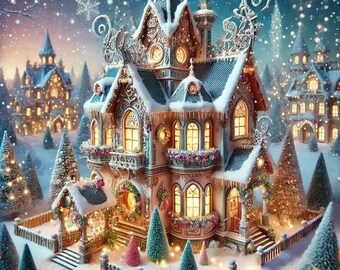 PDF ホリデー ハウス、クリスマス ナイト、クロスステッチ パターン