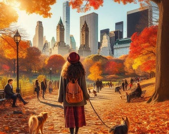 PDF Autumn Central Park, Patrón de punto de cruz contado, Nueva York, Times Square, Paisaje urbano, Descarga instantánea, Gráfico digital, Manhattan