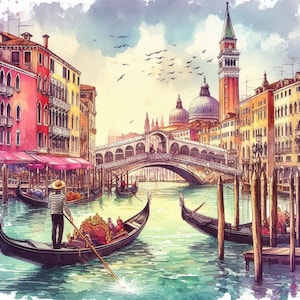 PDF Europa Venetië kanaal Italië geteld kruissteekpatroon, stadslandschap directe download digitaal formaat
