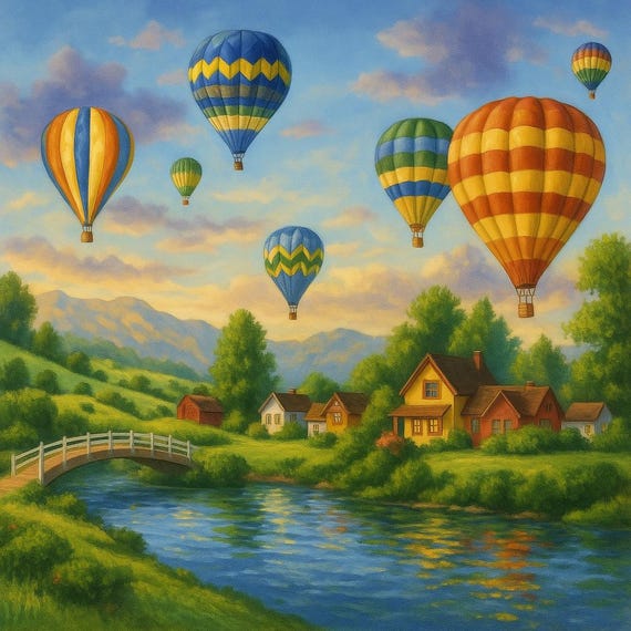 PDF Hot Air Balloons Cross Stitch Pattern PDF | Colorful