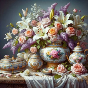 PDF Flowers Still life Counted Cross Stitch Pattern, Instant Download Digital format