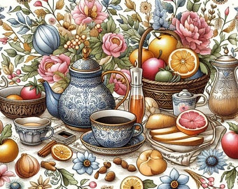 PDF Teatime Cross Stitch Pattern Digital Format Cross Stitch pattern, PDF Instant Download.