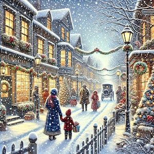 PDF kerststad, kruissteekpatroon, kerstboom, kerstavond, digitaal formaat, winterlandschap, pdf-diagram voor directe download