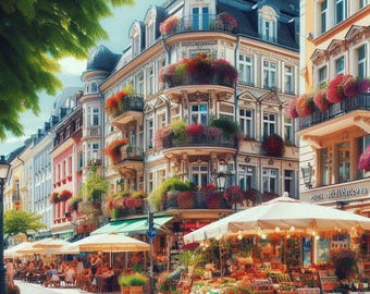 PDF European Street, Counted Cross Stitch Pattern, City Flowers Shop, Victorian House, Summer Cityscape, Instant Download PDF, Digital chart
