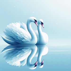 Romantic Swan Couple Cross Stitch Pattern – Elegant Birds on Water with Floral Accents – Wedding or Anniversary Embroidery Design Decor