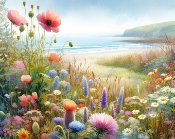 PDF Wildflower meadow pond Cross Stitch Pattern Digital Format Cross Stitch pattern, PDF Instant Download.