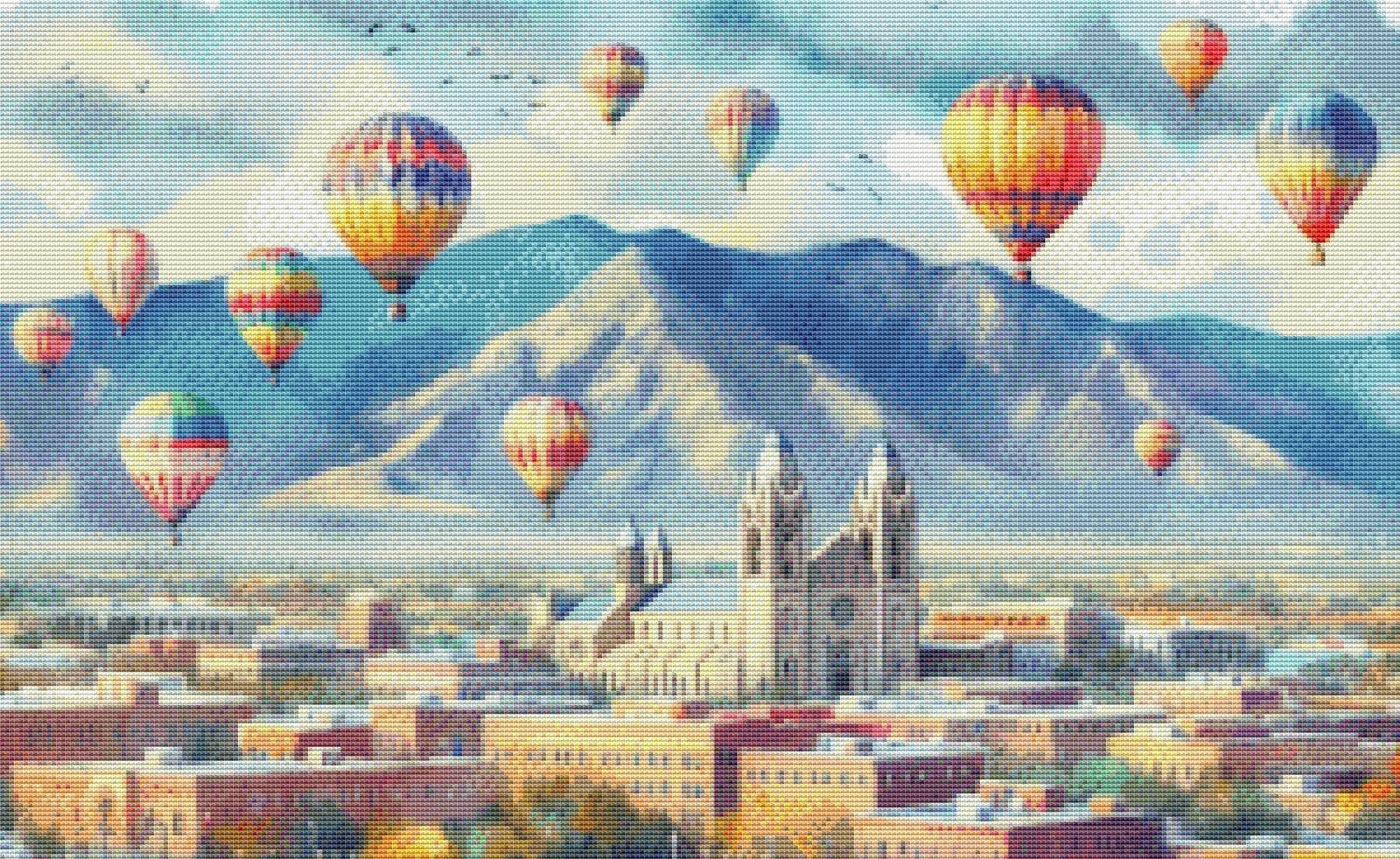 PDF Albuquerque, Air Balloons, Counted Cross Stitch Pattern, City