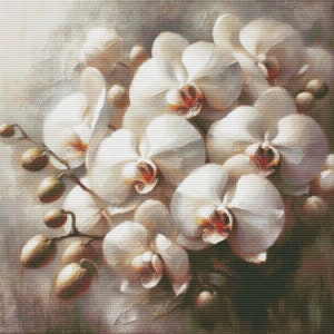 PDF Flower White Orchid Geteld kruissteekpatroon Digitale X-steekgrafiek modern Instant Download digitaal formaat