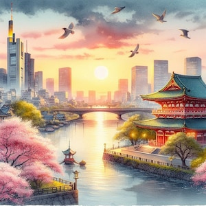 PDF Tokyo, Japan, Counted Cross Stitch Pattern, City Landscape Instant Download Digital format
