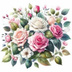 PDF Flowers bouquet Pink Roses Counted cross stitch pattern Summer Garden Flowers Modern Digital chart Instant Download Digital format