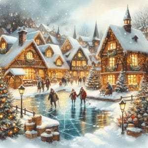 PDF Christmas Snow Village, Cross Stitch Pattern, Christmas Tree, Christmas Eve, Digital Format, Cross Stitch pattern, PDF Instant Download.