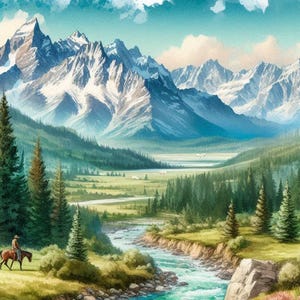 PDF Montana, Mountain Lake, Kreuzstichmuster, Digitale Kreuzstichvorlage, Sommer Landschaft, Fluss, PDF Kreuzstichmuster