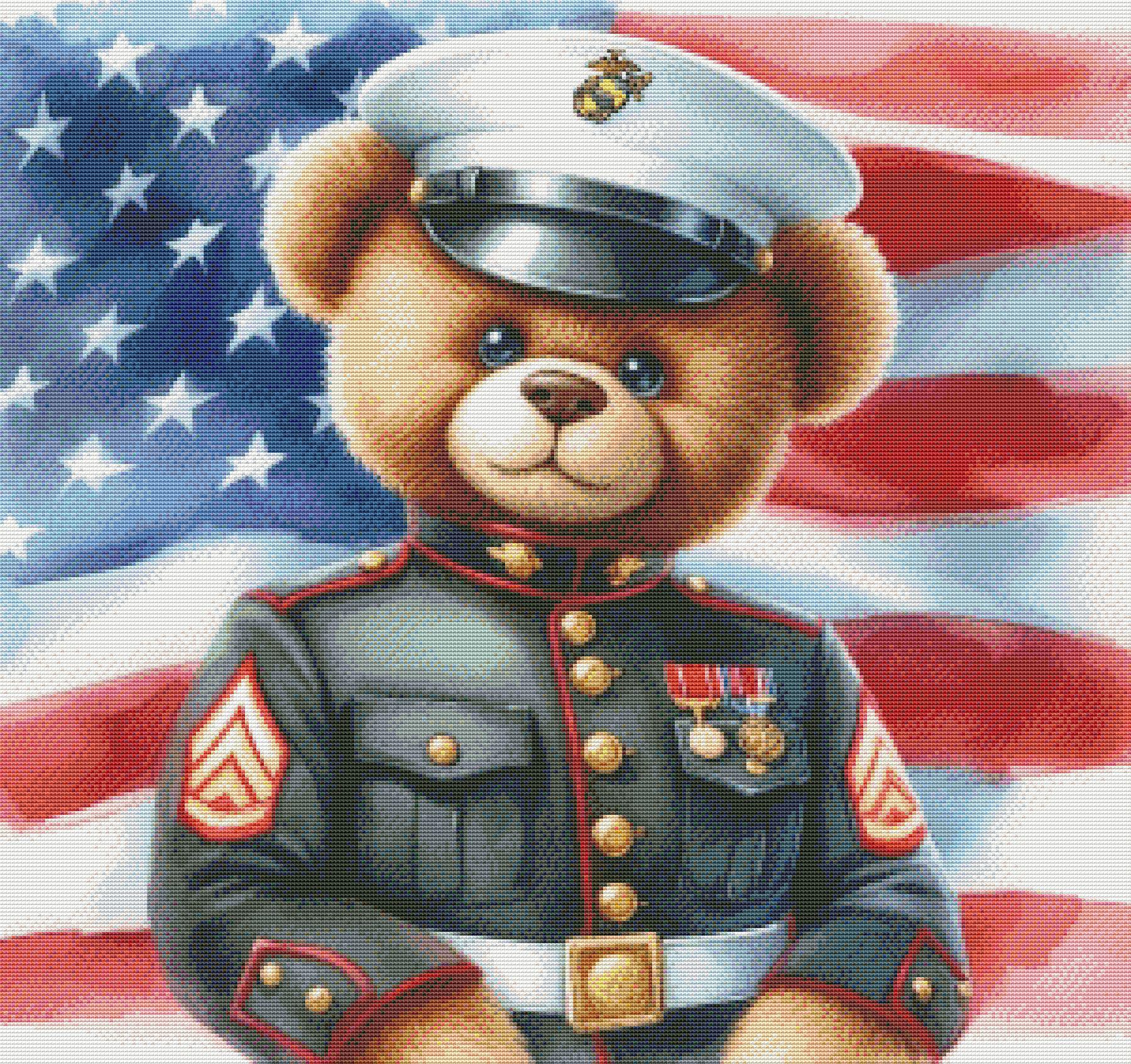 PDF US Marine Corps Bear, Counted Cross Stitch Pattern, Kids Room