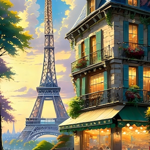 PDF Paris France Eiffel Tower Street Counted Cross Stitch Pattern, City Landscape Instant Download Digital format