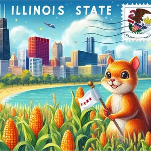 Cartolina PDF Illinois State, schema punto croce, paesaggio urbano Download immediato Formato digitale