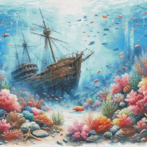 PDF Underwater Treasure Ship Counted Cross Stitch Pattern Seascape ...