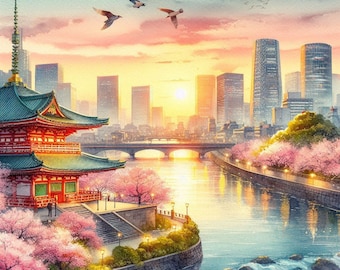 PDF Tokyo, Japan, Counted Cross Stitch Pattern, City Landscape Instant Download Digital format