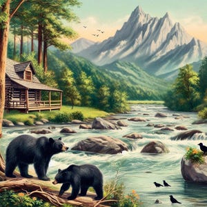 PDF Tennessee State, Mountain, Kreuzstichmuster, Digitale Kreuzstichvorlage, Sommer Landschaft, Fluss, Kreuzstichmuster