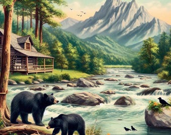 PDF Tennessee State, Mountain, Counted cross stitch pattern, Digital cross stitch chart, Summer Landscape, River, cross stitch pattern
