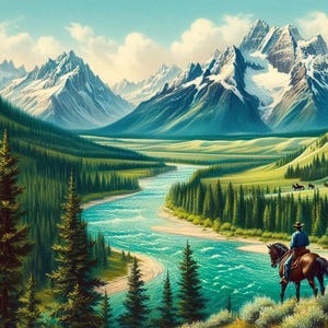 PDF Montana, Mountain Lake, Kreuzstichmuster, Digitale Kreuzstichvorlage, Sommer Landschaft, Fluss, PDF Kreuzstichmuster